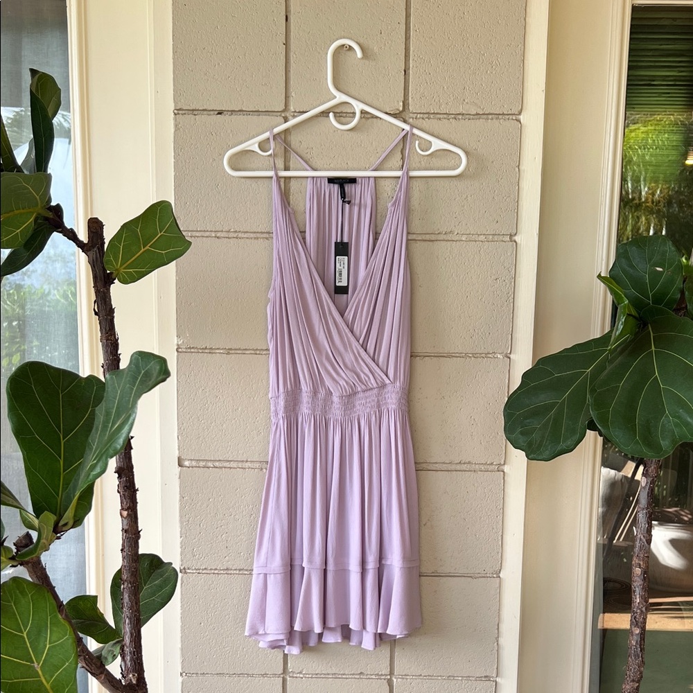 NWT Bobi Black Lilac V-Neck Mini Dress